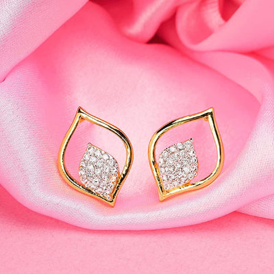 Estele Gold and Silver Plated American Diamond Jyoth Stud Earrings for women