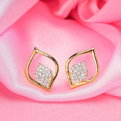 Gift Estele Gold and Silver Plated American Diamond Jyoth Stud Earrings for women