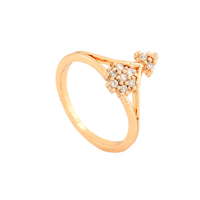 Estele Rose Gold Plated CZ Flower Shaped Finger Ring for Women