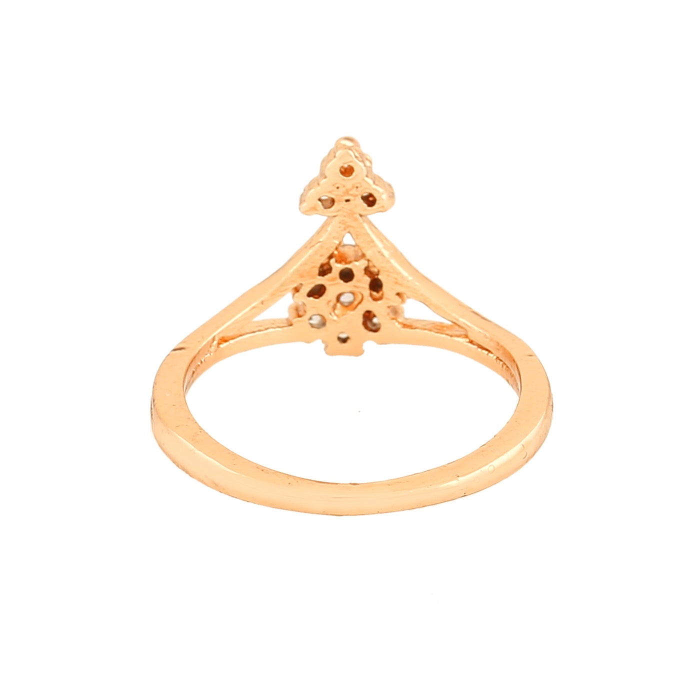 Estele Rose Gold Plated CZ Flower Shaped Finger Ring for Women