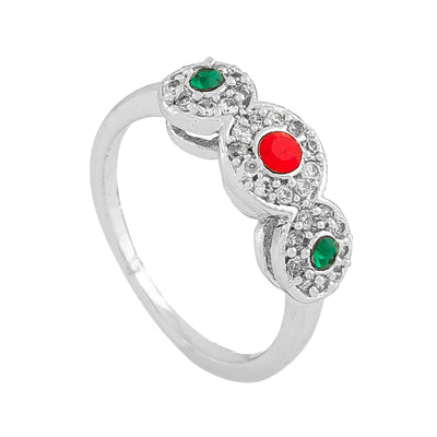 Estele Rhodium Plated CZ Circular Shaped Finger Ring for Women