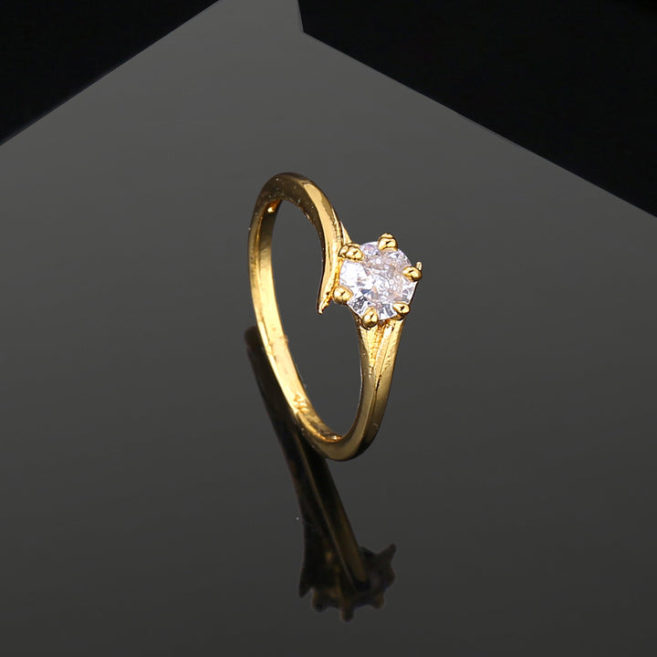 Estele Gold Plated CZ Solitaire Finger Ring for Women