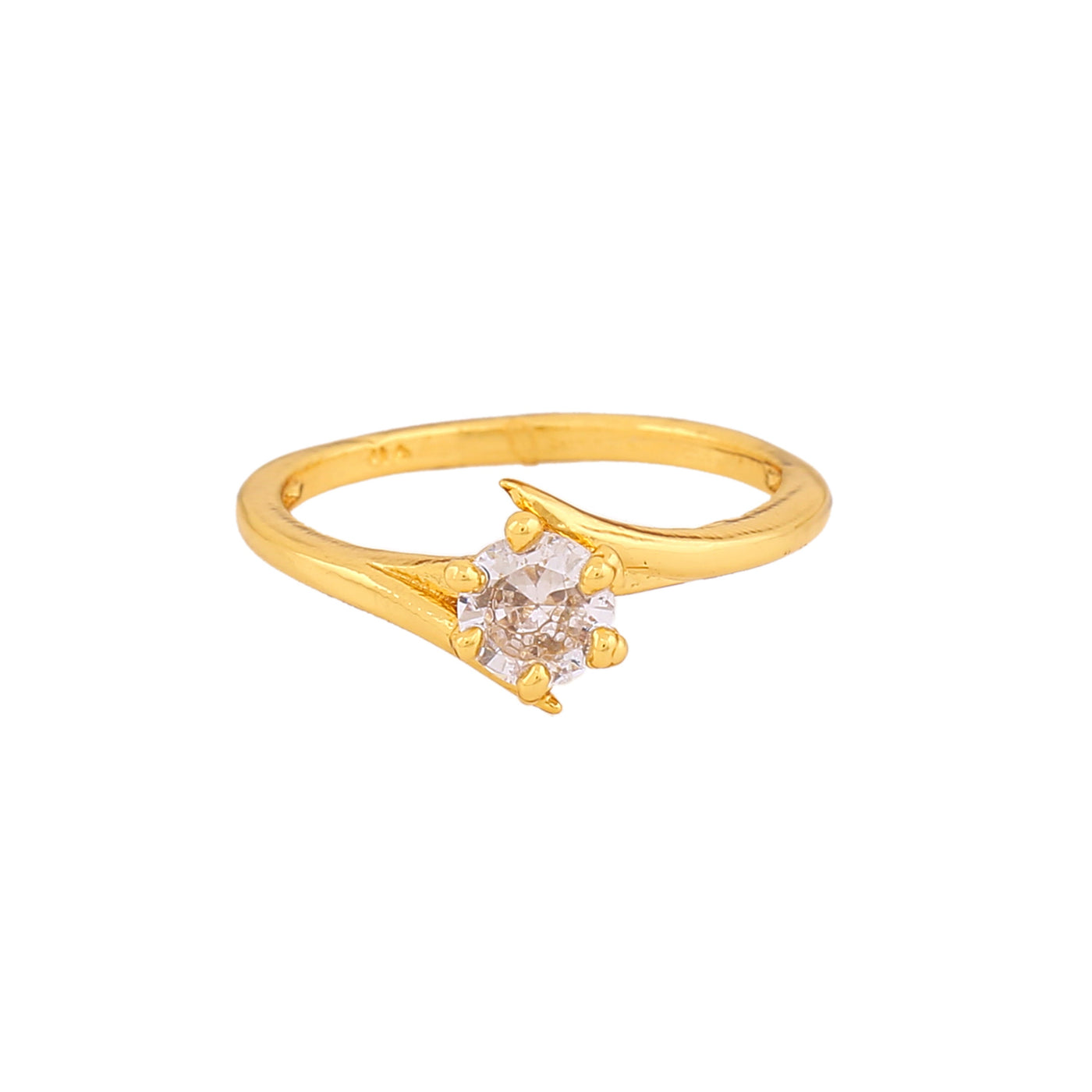 Estele Gold Plated CZ Solitaire Finger Ring for Women