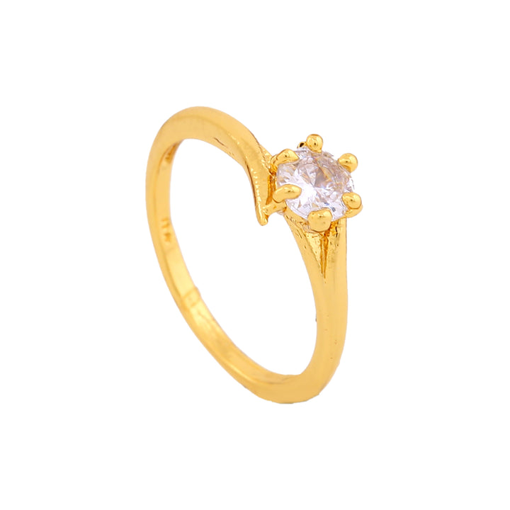 Estele Gold Plated CZ Solitaire Finger Ring for Women