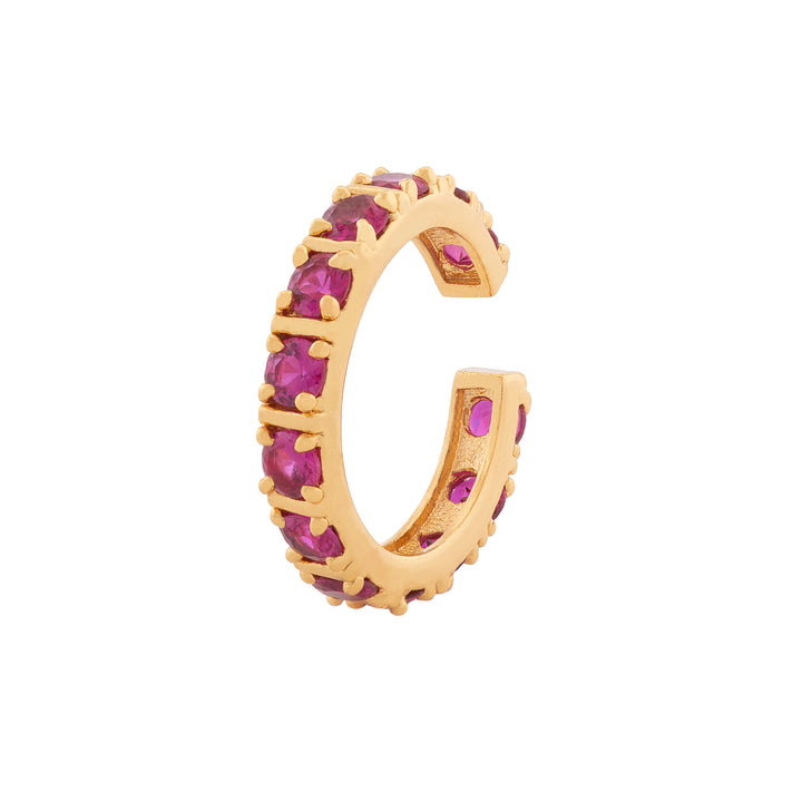 Fancy gold plated band ring with multiple square Pink american diamonds (adjustable)