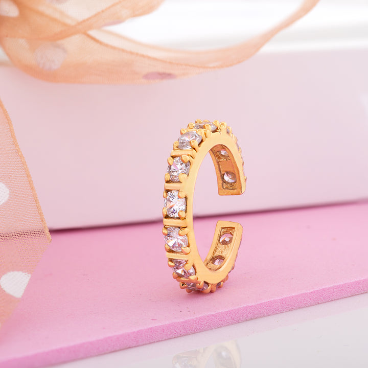 Dazzling Imperial White Austrian Crystal Gold Plated Ring (adjustable)