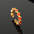 Estele Gold Plated CZ Twisted Finger Ring with Orange crystals for Women(Adjustable)