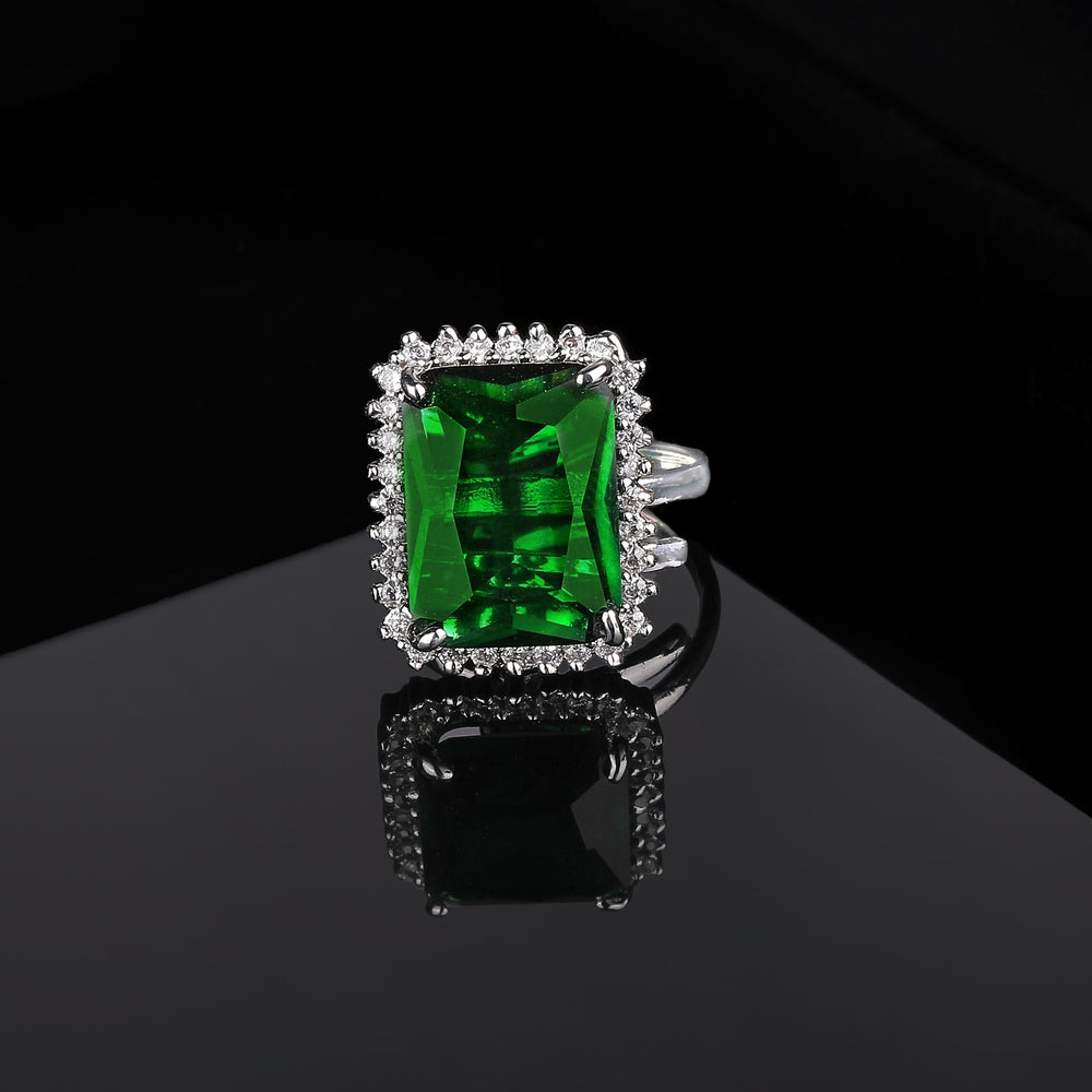 Buy Estele Rhodium Plated CZ Radiant Adjustable Emerald/ Green