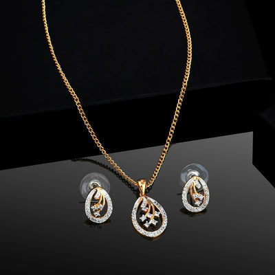 Estele Gold Plated CZ Trendy and Fancy Necklace Set for Women / Girls