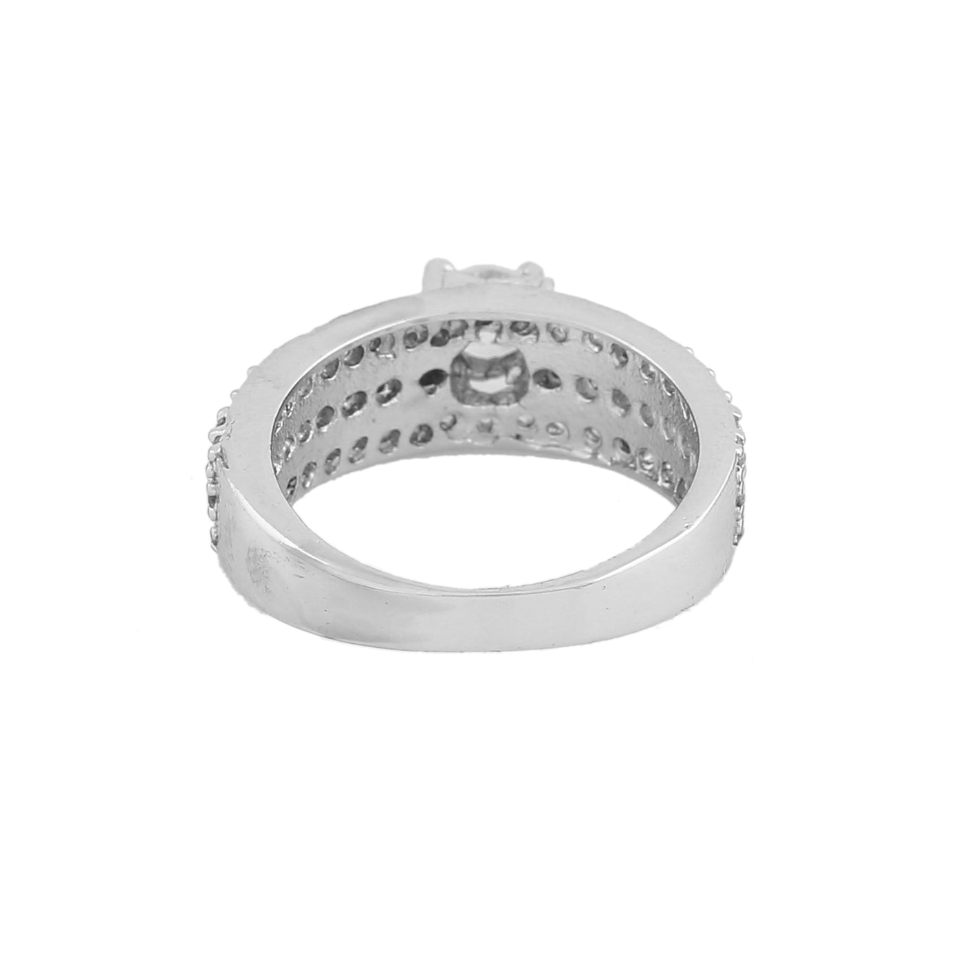 Estele Rhodium Plated CZ Magnificent Finger Ring for Women