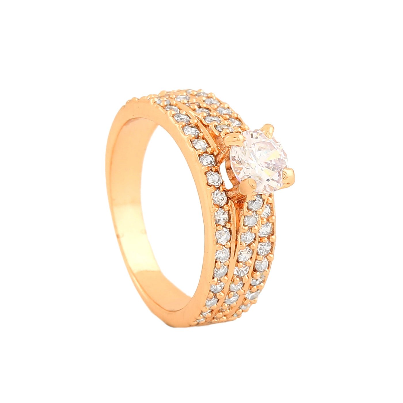 Estele Rose Gold Plated CZ Magnificent Finger Ring for Women