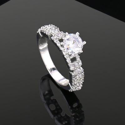 Estele Rhodium Plated CZ Sparkling Finger Ring for Women(non-Adjustable)