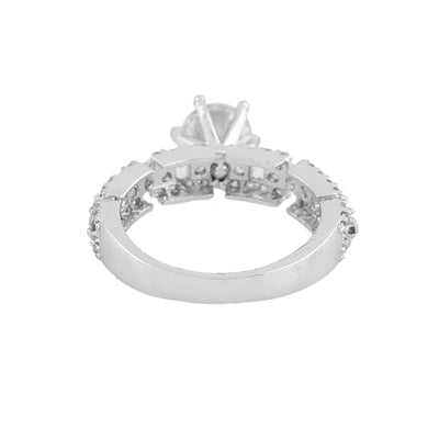 Estele Rhodium Plated CZ Sparkling Finger Ring for Women(non-Adjustable)