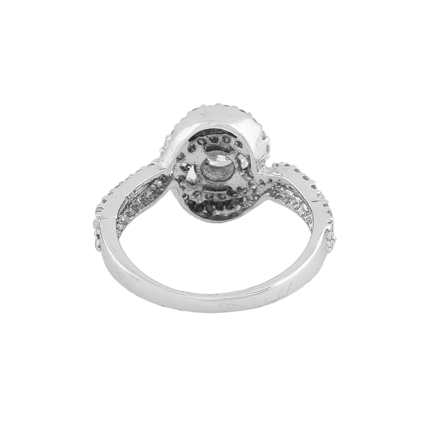 Estele Rhodium Plated CZ Swirl Designer Finger Ring for Women(non-Adjustable)