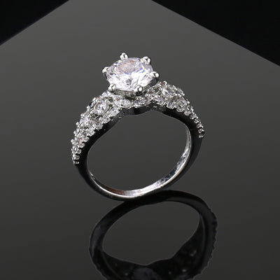 Estele Rhodium Plated CZ Dazzling Finger Ring for Women