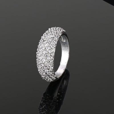 Estele Rhodium Plated CZ Sparkling Finger Ring for Women