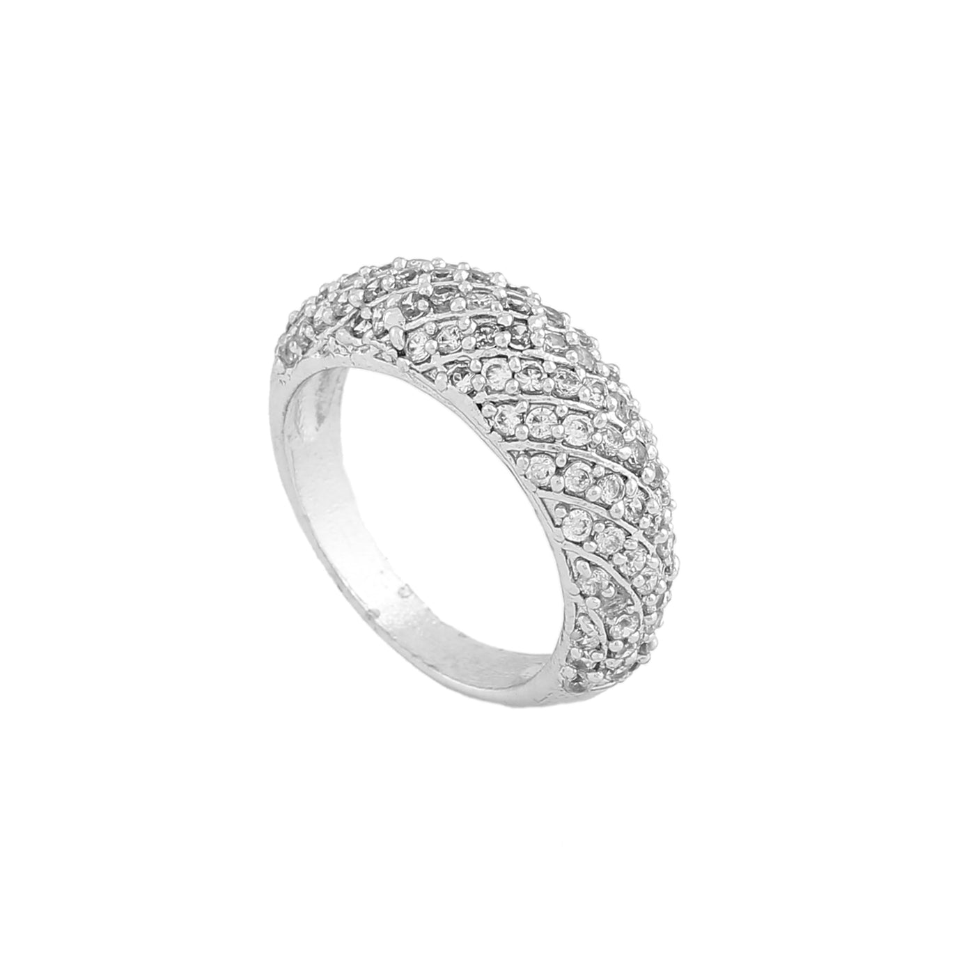 Estele Rhodium Plated CZ Sparkling Finger Ring for Women