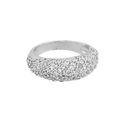 Estele Rhodium Plated CZ Sparkling Finger Ring for Women