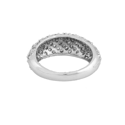 Estele Rhodium Plated CZ Sparkling Finger Ring for Women