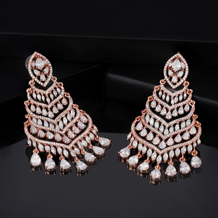 Estele Rose Gold Plated CZ Fascinating Earrings for Women