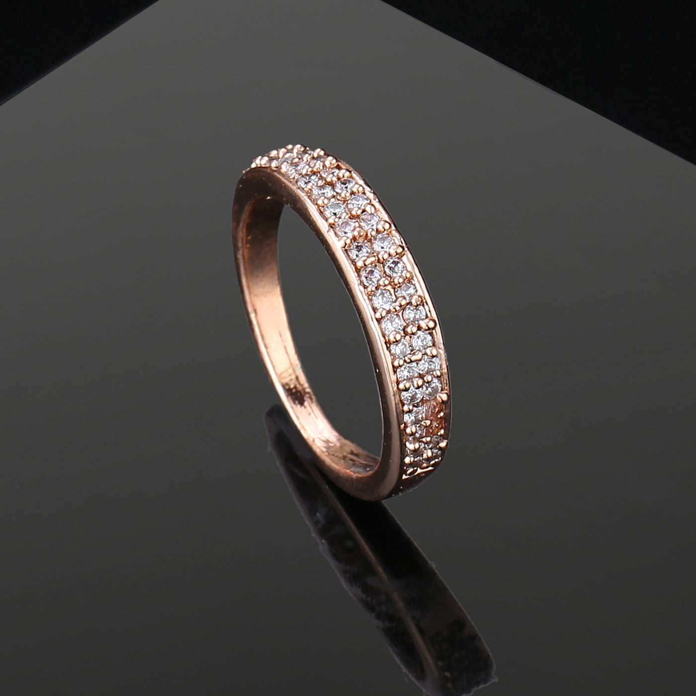 Estele Rose Gold Plated CZ Splendid Finger Ring for Women