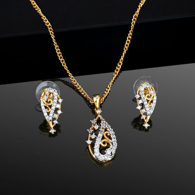 Estele Gold Plated CZ Trendy and Fashion Pendant Set for Women / Girls