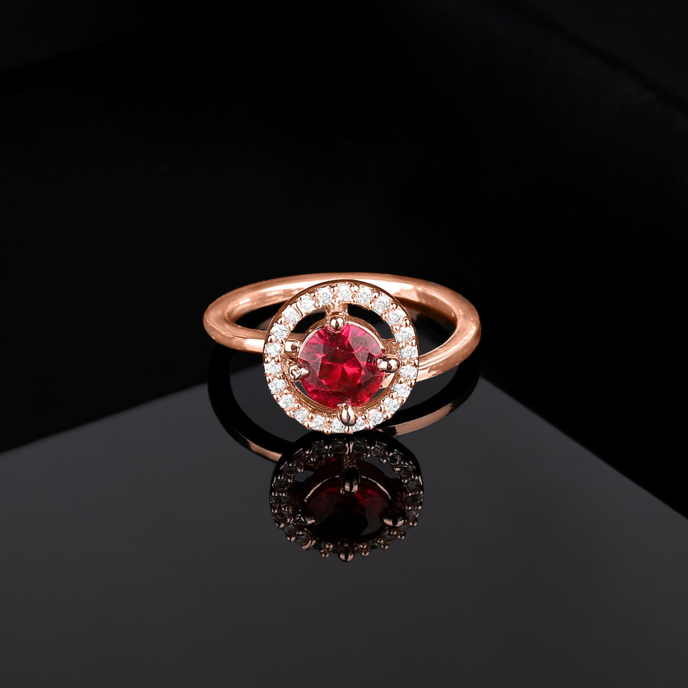 Scarlet Blooms Ruby & Diamond 14KT Finger Ring