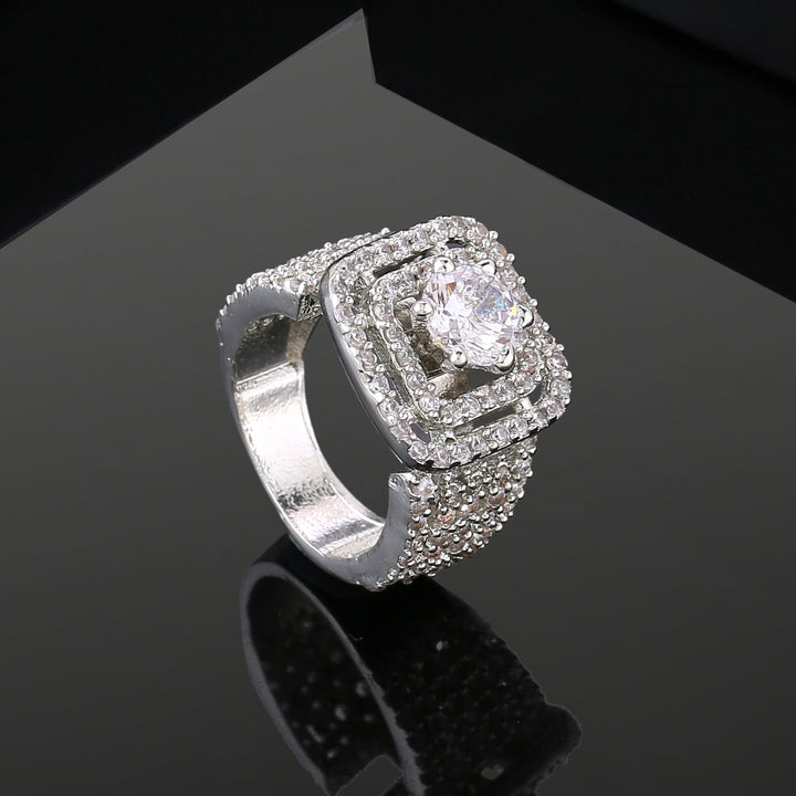 Estele Rhodium Plated CZ Astonishing Finger Ring for Women