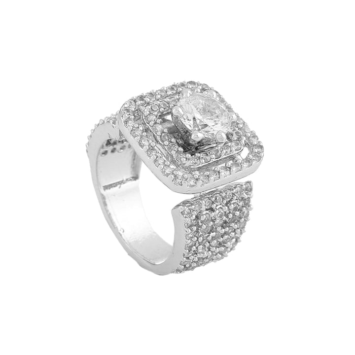 Estele Rhodium Plated CZ Astonishing Finger Ring for Women