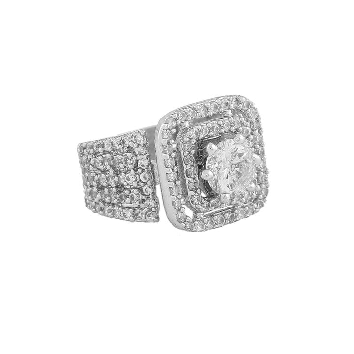 Estele Rhodium Plated CZ Astonishing Finger Ring for Women