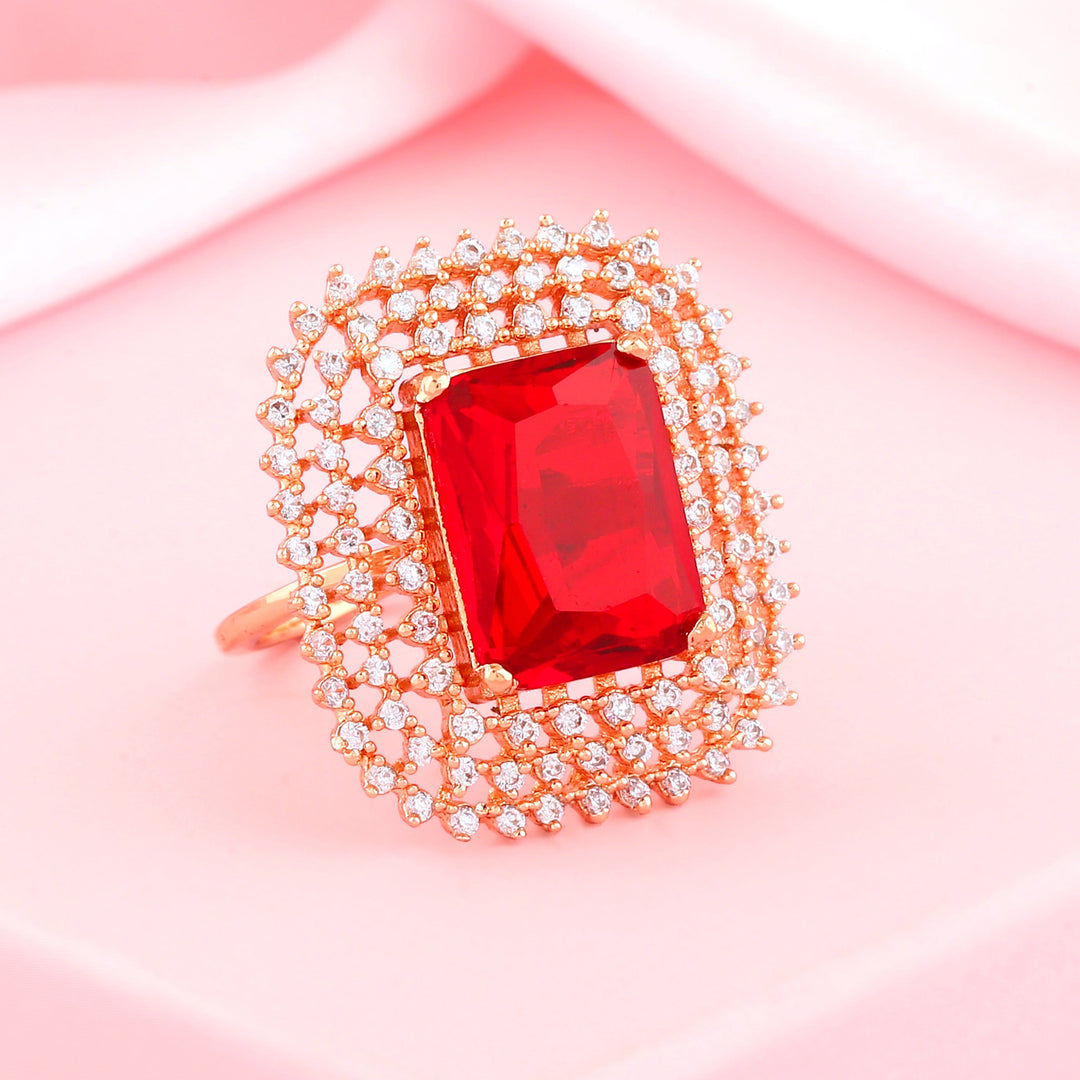ン 大人気 新品 ノ Estele Buy Rose Finger Sparkling CZ Adjustable Plated Gold 指輪・リング