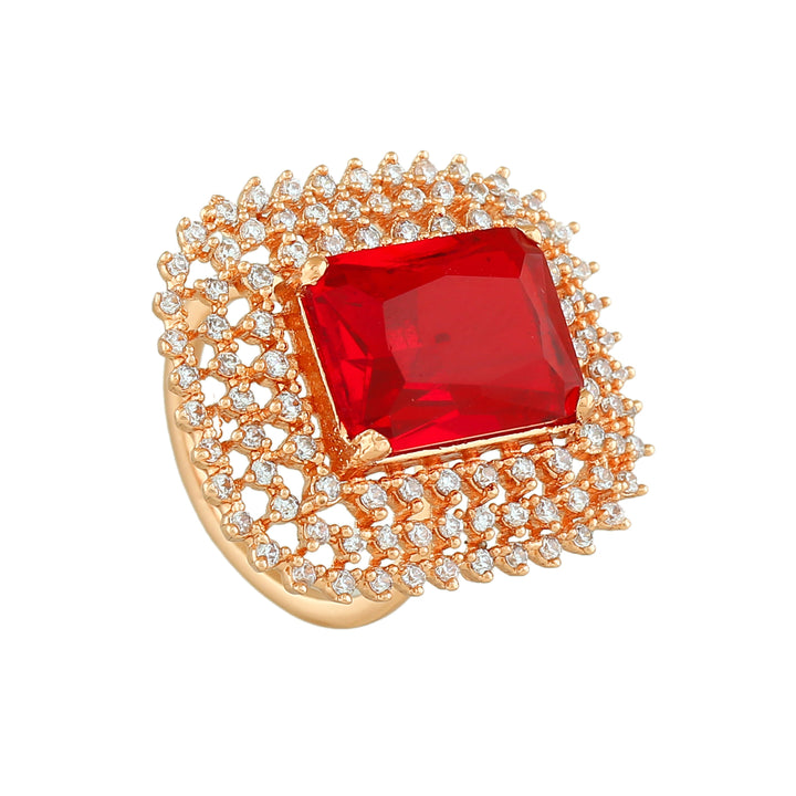 入園入学祝い Plated Gold Rose Estele Buy Adjustable Finger Sparkling CZ 指輪・リング