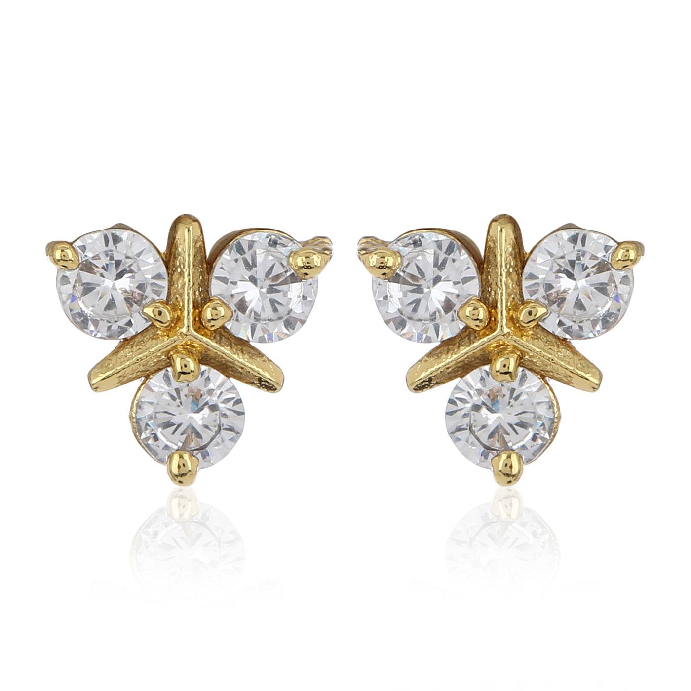 Gold Plated Stud Earrings With AD stones