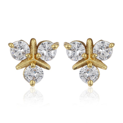Gold Plated Stud Earrings With AD stones