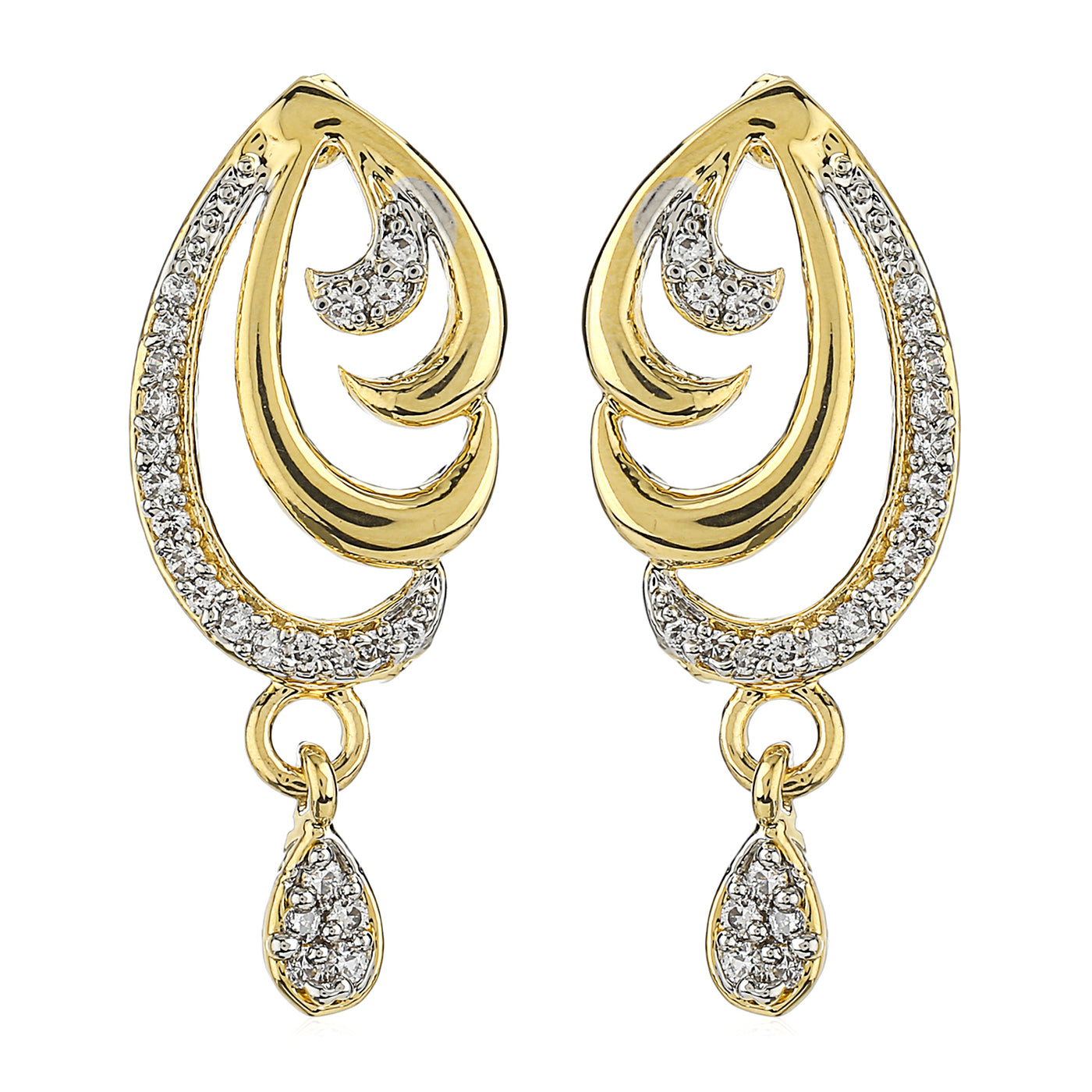 Diamond Earrings With Ruby Stones Set