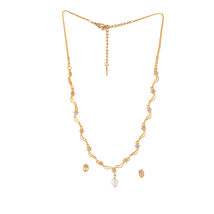 Modern Gold plated American Diamond Star wave Necklace