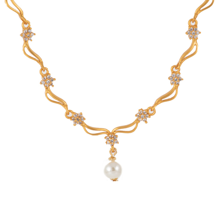 Modern Gold plated American Diamond Star wave Necklace