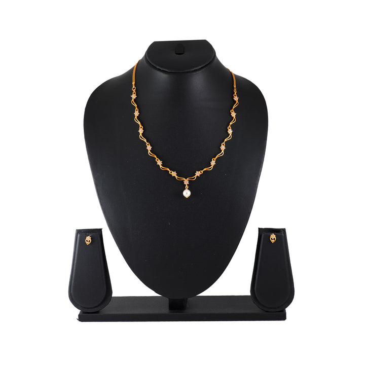 Modern Gold plated American Diamond Star wave Necklace