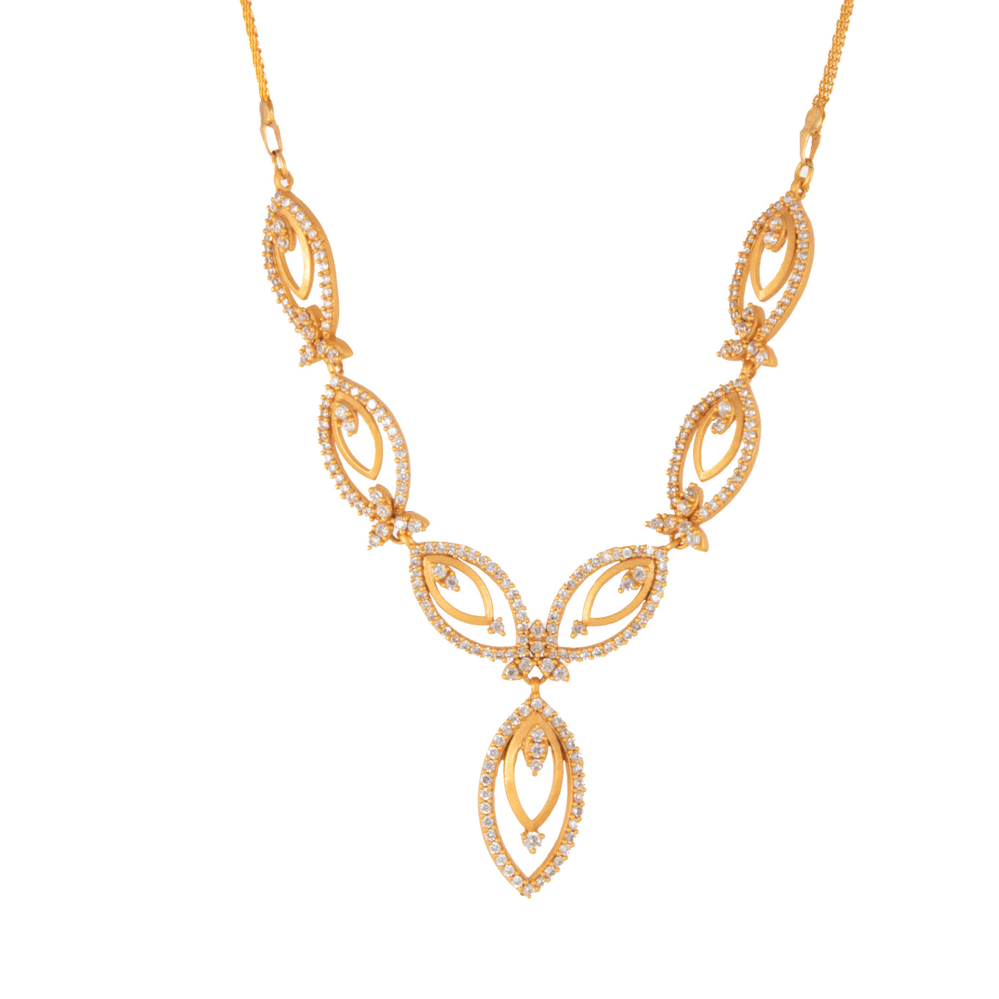 24Kt Gold Plated Necklace Set with American Diamond Crystals for Women