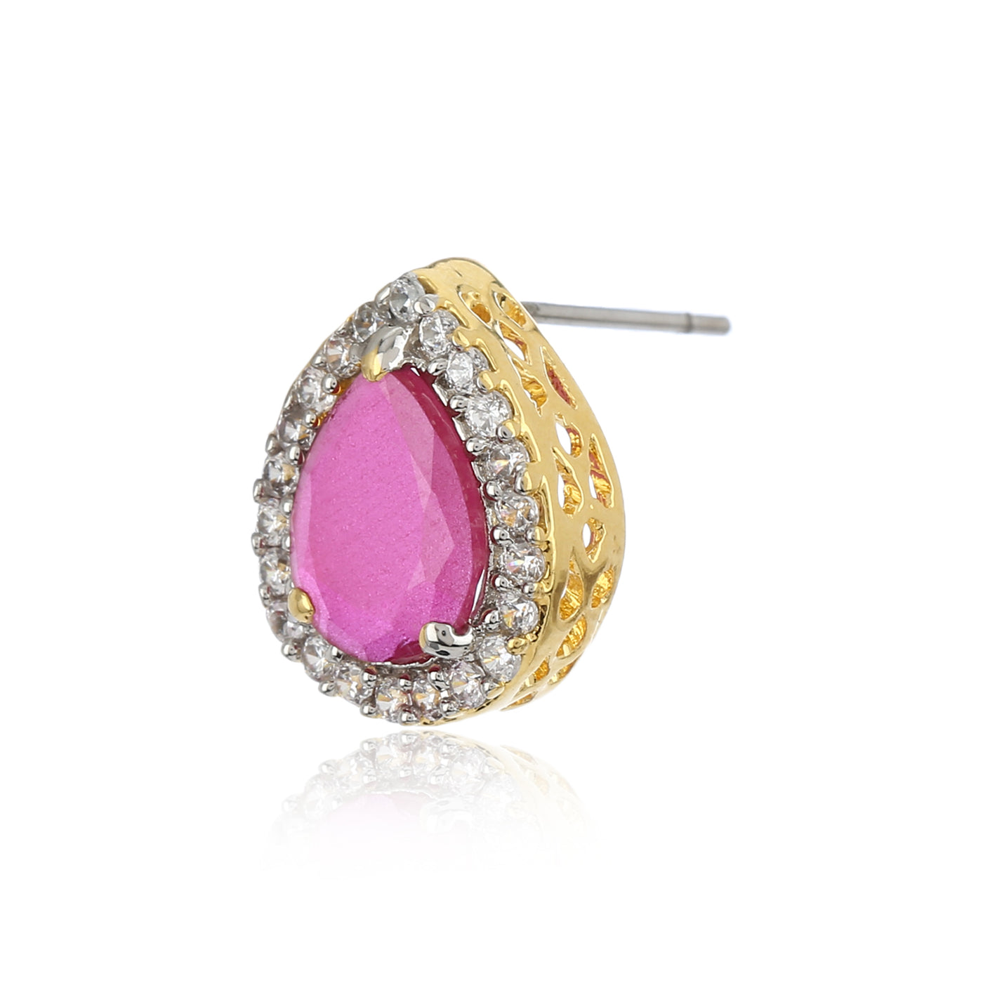 Pink And White AD Stone Stud Earring