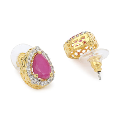 Pink And White AD Stone Stud Earring