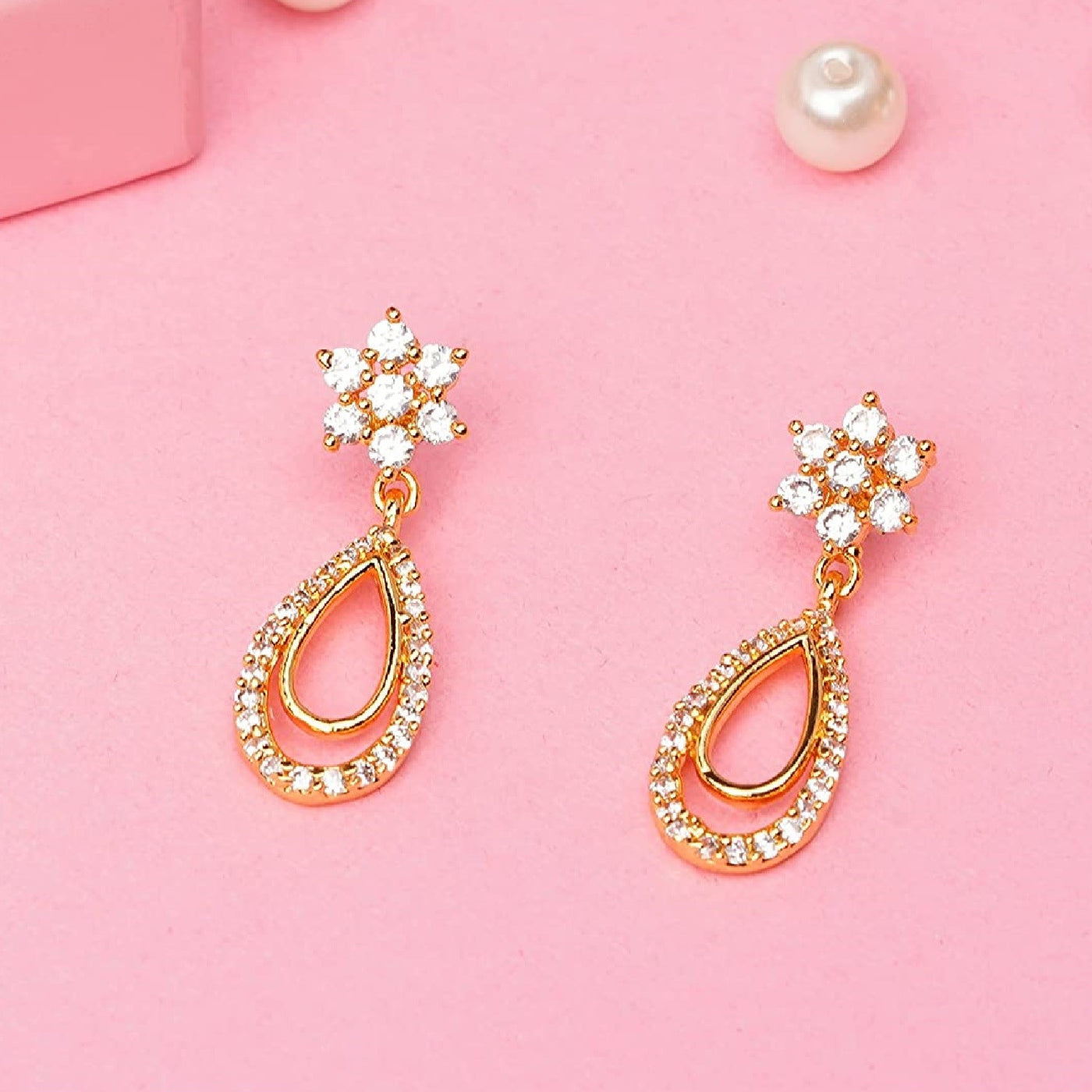 Drop  Earrings With AD stones For Womens
