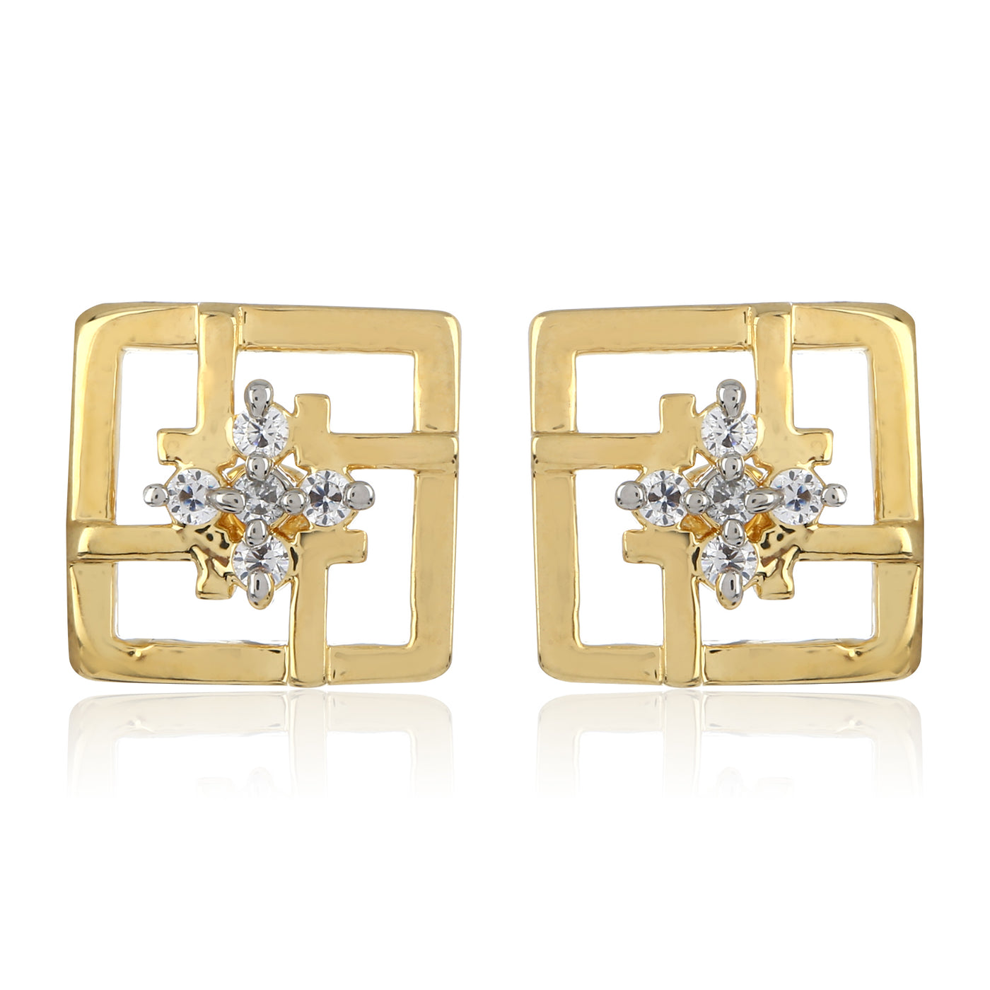 Square Shaped Stud With AD Stone earrings
