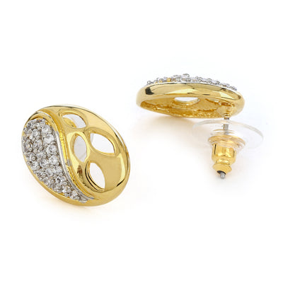 Gold And Silver Tone Plated White AD Stone Earrings