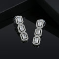 Estele Rhodium Plated CZ Ossum Octagon Earrings for Women