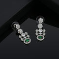 Estele Rhodium Plated CZ Glamour In Green Earrings for Women