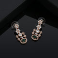 Estele Rose Gold Plated CZ Glamour In Green Earrings for Women