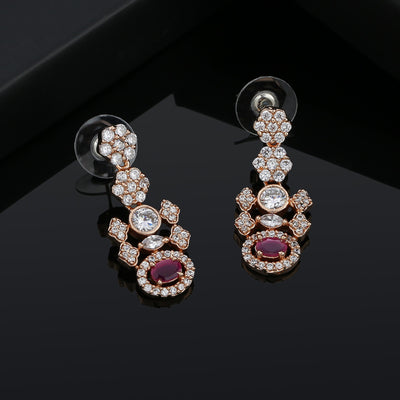 Estele Rose Gold Plated Plush in Pink Earrings for Women