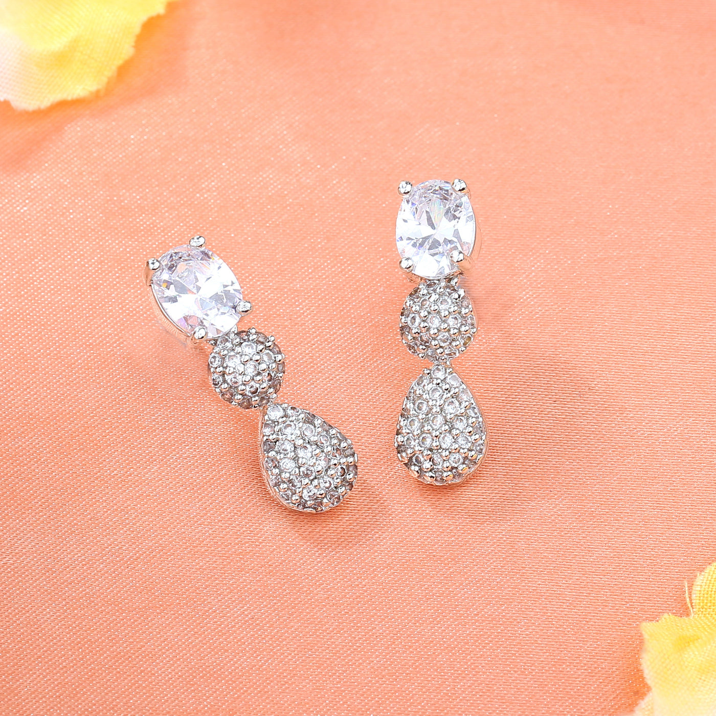 Estele Rhodium Plated CZ Charming Earrings for Women