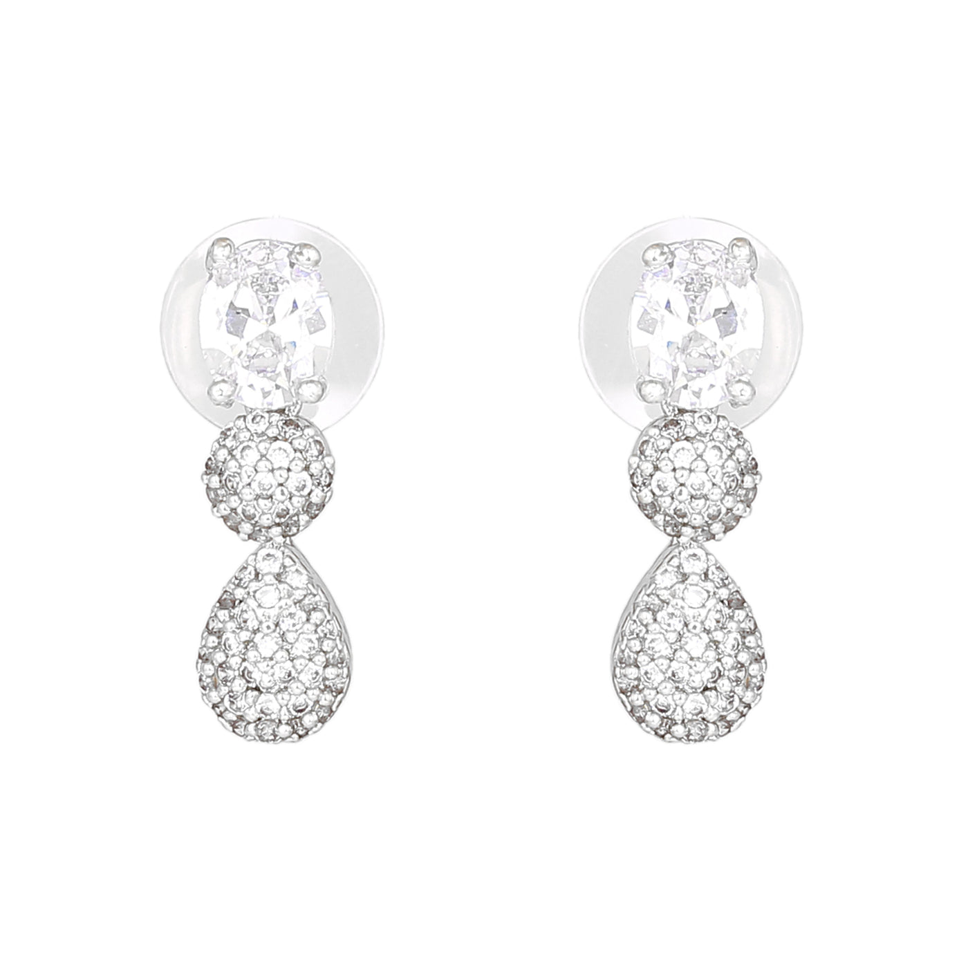 Estele Rhodium Plated CZ Charming Earrings for Women